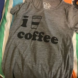 Evereve Chaser Gray Tee. I love coffee! Size Large